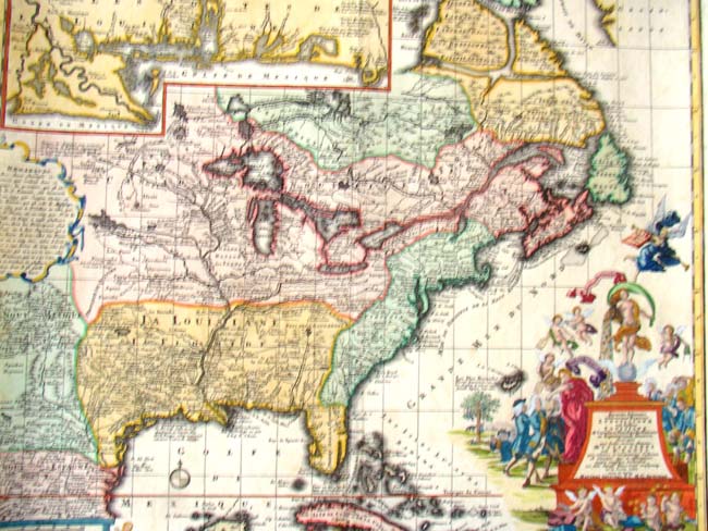 A Wonderful example of Mathew Seutter's Mississippi "Bubble" Map circa 1728